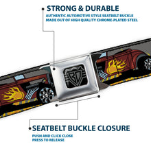 Load image into Gallery viewer, BD Wings Logo CLOSE-UP Full Color Black Silver Seatbelt Belt - Hot Rod w/Flames Webbing