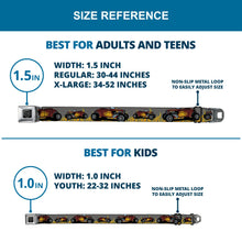 Load image into Gallery viewer, BD Wings Logo CLOSE-UP Full Color Black Silver Seatbelt Belt - Hot Rod w/Flames Webbing
