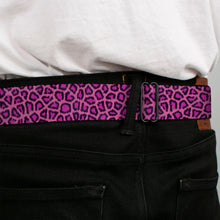 Load image into Gallery viewer, BD Wings Logo CLOSE-UP Full Color Black Silver Seatbelt Belt - Leopard Pink Fuchsia Webbing