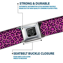 Load image into Gallery viewer, BD Wings Logo CLOSE-UP Full Color Black Silver Seatbelt Belt - Leopard Pink Fuchsia Webbing
