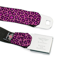 Load image into Gallery viewer, BD Wings Logo CLOSE-UP Full Color Black Silver Seatbelt Belt - Leopard Pink Fuchsia Webbing