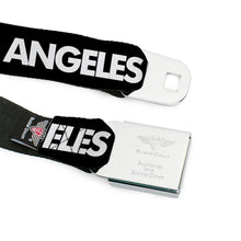 Load image into Gallery viewer, BD Wings Logo CLOSE-UP Full Color Black Silver Seatbelt Belt - LOS F*CKIN' ANGELES Heart Black/White/Red Webbing