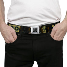 Load image into Gallery viewer, BD Wings Logo CLOSE-UP Full Color Black Silver Seatbelt Belt - Sugar Skulls Black/Olive/Burgundy Webbing