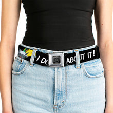 Load image into Gallery viewer, BD Wings Logo CLOSE-UP Full Color Black Silver Seatbelt Belt - Taco Cat I DON'T WANT TO TACO 'BOUT IT Webbing