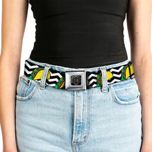 Load image into Gallery viewer, BD Wings Logo CLOSE-UP Full Color Black Silver Seatbelt Belt - Taco/Chevron Black/White Webbing