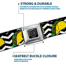 Load image into Gallery viewer, BD Wings Logo CLOSE-UP Full Color Black Silver Seatbelt Belt - Taco/Chevron Black/White Webbing
