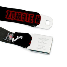 Load image into Gallery viewer, BD Wings Logo CLOSE-UP Full Color Black Silver Seatbelt Belt - ZOMBIE KILLER Zombie Target Black/White/Red Webbing