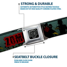 Load image into Gallery viewer, BD Wings Logo CLOSE-UP Full Color Black Silver Seatbelt Belt - ZOMBIE KILLER Zombie March Green/Red/Black Webbing