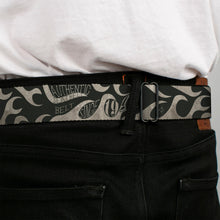 Load image into Gallery viewer, BD Wings Logo CLOSE-UP Full Color Black Silver Seatbelt Belt - BD AUTHENTIC SEATBELT BELT SINCE 1993 Flames Olive/Tan Webbing