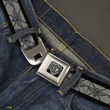 Load image into Gallery viewer, BD Wings Logo CLOSE-UP Full Color Black Silver Seatbelt Belt - BD Monogram2 Gray/Black Webbing
