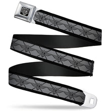 Load image into Gallery viewer, BD Wings Logo CLOSE-UP Full Color Black Silver Seatbelt Belt - BD Monogram2 Gray/Black Webbing