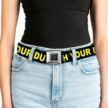 Load image into Gallery viewer, BD Wings Logo CLOSE-UP Full Color Black Silver Seatbelt Belt - CAUTION WATCH YOUR DUBSTEP Black/Yellow Webbing