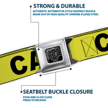 Load image into Gallery viewer, BD Wings Logo CLOSE-UP Full Color Black Silver Seatbelt Belt - CAUTION Yellow/Black Webbing