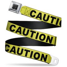Load image into Gallery viewer, BD Wings Logo CLOSE-UP Full Color Black Silver Seatbelt Belt - CAUTION Yellow/Black Webbing