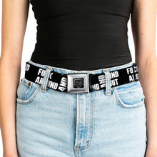 Load image into Gallery viewer, BD Wings Logo CLOSE-UP Black/Silver Seatbelt Belt - FAFO FUCK AROUND AND FIND OUT Bold Black/White Webbing