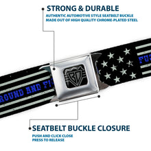 Load image into Gallery viewer, BD Wings Logo CLOSE-UP Black/Silver Seatbelt Belt - FAFO FUCK AROUND AND FIND OUT Thin Blue Line Flag Webbing