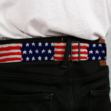 Load image into Gallery viewer, BD Wings Logo CLOSE-UP Full Color Black Silver Seatbelt Belt - Stars &amp; Stripes Painting Webbing