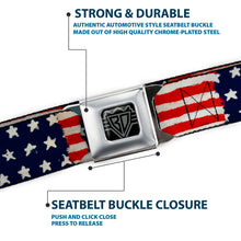 Load image into Gallery viewer, BD Wings Logo CLOSE-UP Full Color Black Silver Seatbelt Belt - Stars &amp; Stripes Painting Webbing