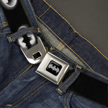 Load image into Gallery viewer, Batman Black Silver Seatbelt Belt - Cloudy Bat Signal Black/White Webbing