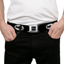 Load image into Gallery viewer, Batman Black Silver Seatbelt Belt - Cloudy Bat Signal Black/White Webbing