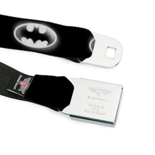 Load image into Gallery viewer, Batman Black Silver Seatbelt Belt - Cloudy Bat Signal Black/White Webbing