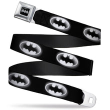 Load image into Gallery viewer, Batman Black Silver Seatbelt Belt - Cloudy Bat Signal Black/White Webbing