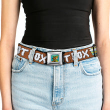 Load image into Gallery viewer, Scooby &amp; Shaggy BAKED Full Color Turquoise Green Seatbelt Belt - Mystery Machine HOT BOXED Clouds Orange/White Webbing