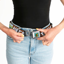 Load image into Gallery viewer, Scooby &amp; Shaggy BAKED Full Color Turquoise Green Seatbelt Belt - Mystery Machine HOT BOXED Clouds Orange/White Webbing