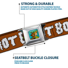 Load image into Gallery viewer, Scooby &amp; Shaggy BAKED Full Color Turquoise Green Seatbelt Belt - Mystery Machine HOT BOXED Clouds Orange/White Webbing