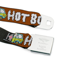 Load image into Gallery viewer, Scooby &amp; Shaggy BAKED Full Color Turquoise Green Seatbelt Belt - Mystery Machine HOT BOXED Clouds Orange/White Webbing