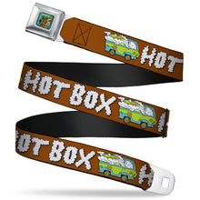 Load image into Gallery viewer, Scooby &amp; Shaggy BAKED Full Color Turquoise Green Seatbelt Belt - Mystery Machine HOT BOXED Clouds Orange/White Webbing