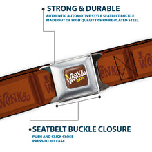 Load image into Gallery viewer, Willy Wonka and the Chocolate Factory WONKA BAR Logo Full Color Brown/Yellow/White Seatbelt Belt - Willy Wonka and the Chocolate Factory WONKA Chocolate Bar Browns Webbing