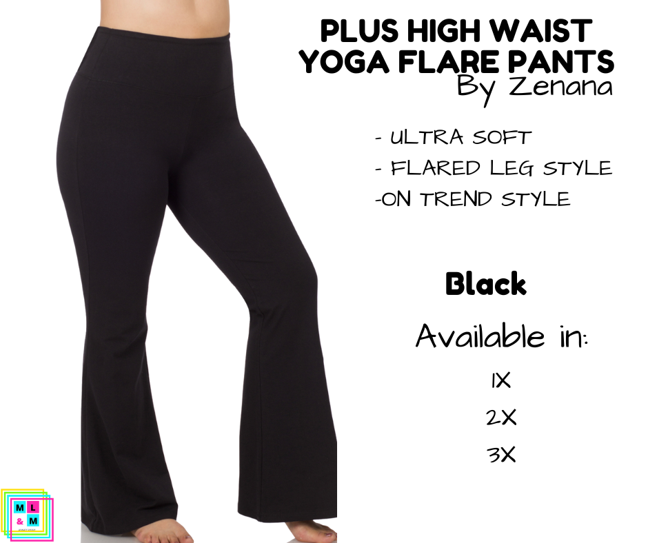 PLUS High Waist Yoga Flare Pants - Black