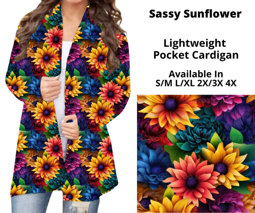 Preorder! Closes 10/28. ETA Dec. Sassy Sunflower Pocket Cardigan