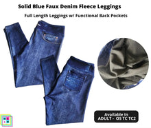 Load image into Gallery viewer, Solid Blue Faux Denim Fleece Leggings by ML&amp;M