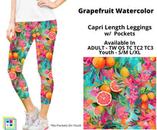 Load image into Gallery viewer, Grapefruit Watercolor Capri Length w/ Pockets