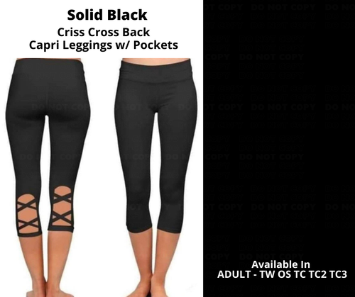 Solid Black Criss Cross Capri w/ Pockets by MLM