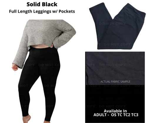 Solid Black Full Length w/ Pockets Leggings