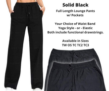 Load image into Gallery viewer, Solid Black Full Length Lounge Pants