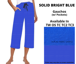 Solid Bright Blue Capri Gauchos by ML&M