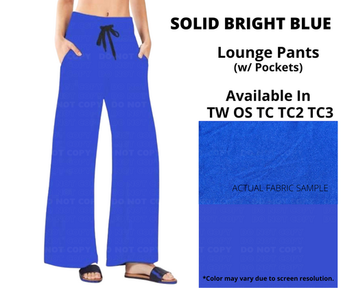 Solid Bright Blue Full Length Lounge Pants by ML&M