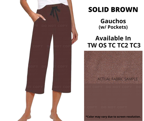 Solid Brown Capri Gauchos by ML&M