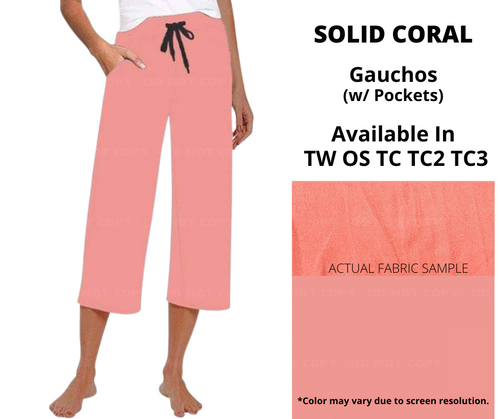 Solid Coral Capri Gauchos by ML&M