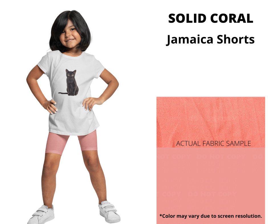 Solid Coral Youth Jamaica Shorts by ML&M