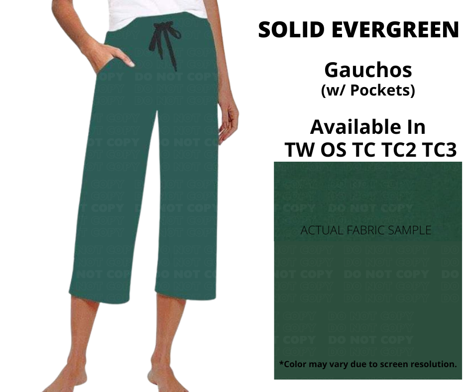 Solid Evergreen Capri Gauchos by ML&M