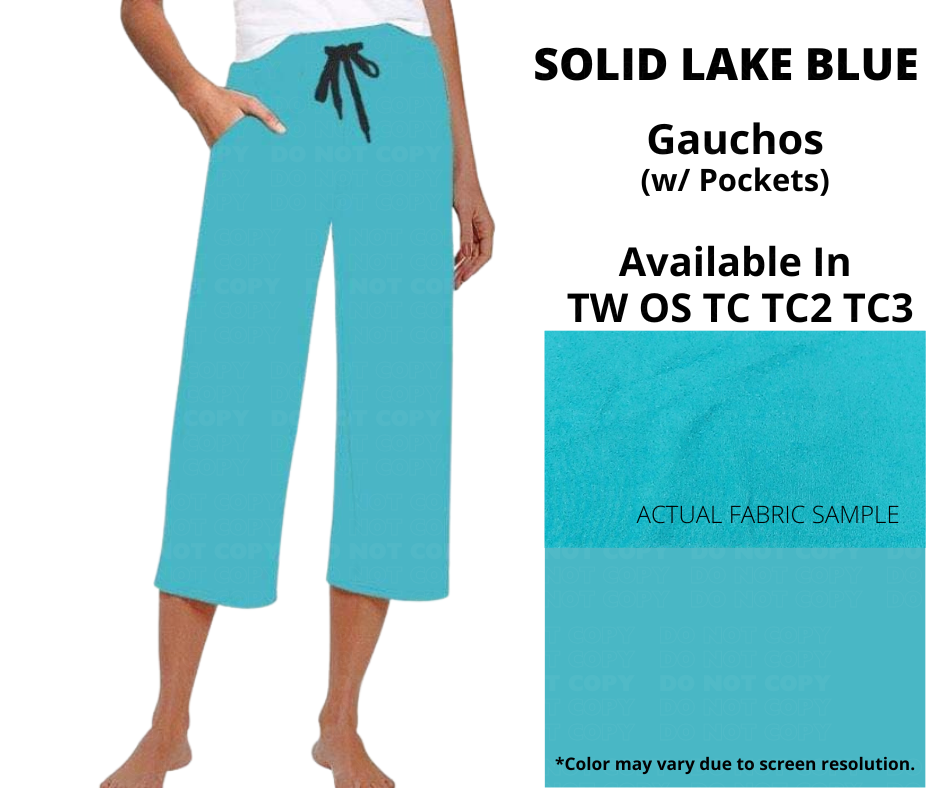 Solid Lake Blue Capri Gauchos by ML&M