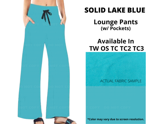 Solid Lake Blue Full Length Lounge Pants by ML&M