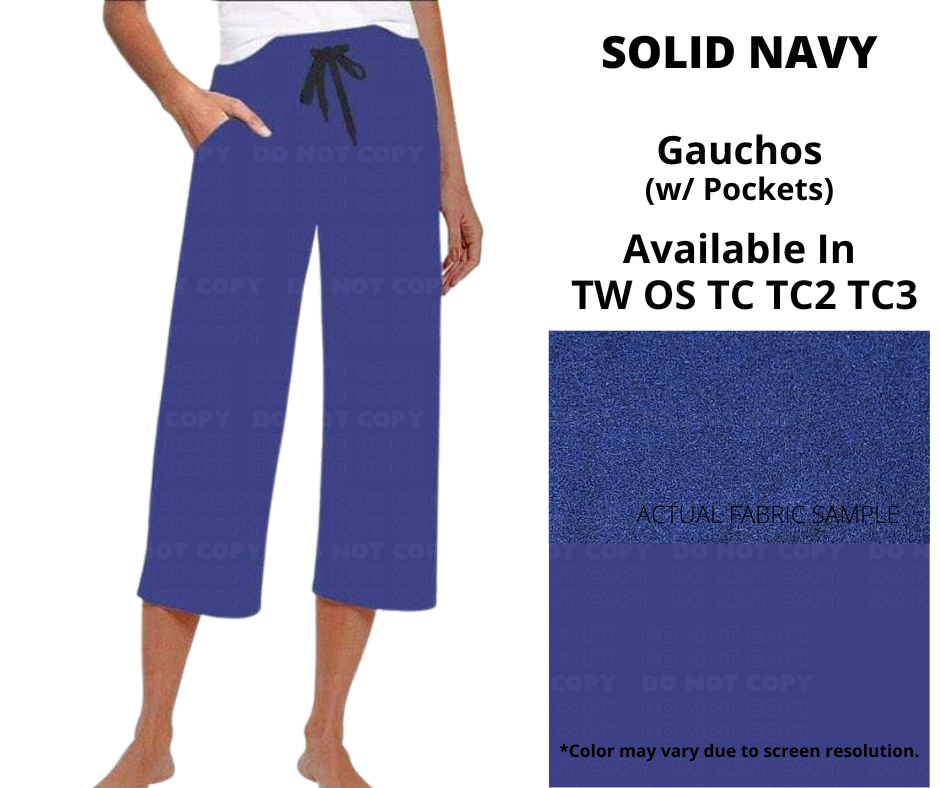 Solid Navy Capri Gauchos by ML&M