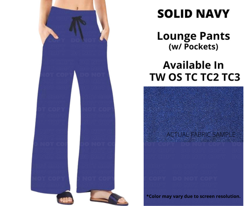 Solid Navy Full Length Lounge Pants by ML&M