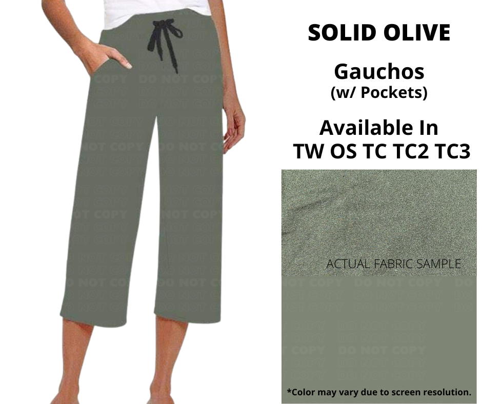 Solid Olive Capri Gauchos by ML&M